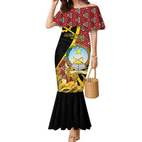 Personalized Angola Family Matching Mermaid Dress and Hawaiian Shirt Coat Of Arms Welwitschia Mirabilis