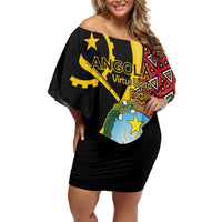 Personalized Angola Family Matching Off Shoulder Short Dress and Hawaiian Shirt Coat Of Arms Welwitschia Mirabilis