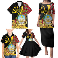 Personalized Angola Family Matching Puletasi and Hawaiian Shirt Coat Of Arms Welwitschia Mirabilis