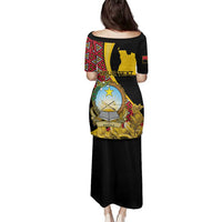 Personalized Angola Family Matching Puletasi and Hawaiian Shirt Coat Of Arms Welwitschia Mirabilis