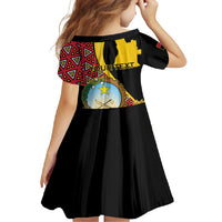 Personalized Angola Family Matching Short Sleeve Bodycon Dress and Hawaiian Shirt Coat Of Arms Welwitschia Mirabilis