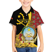 Personalized Angola Family Matching Short Sleeve Bodycon Dress and Hawaiian Shirt Coat Of Arms Welwitschia Mirabilis