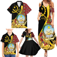 Personalized Angola Family Matching Summer Maxi Dress and Hawaiian Shirt Coat Of Arms Welwitschia Mirabilis