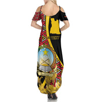 Personalized Angola Family Matching Summer Maxi Dress and Hawaiian Shirt Coat Of Arms Welwitschia Mirabilis