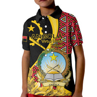 Personalized Angola Kid Polo Shirt Coat Of Arms Welwitschia Mirabilis