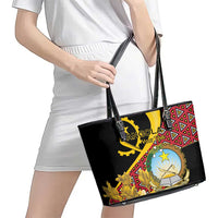 Personalized Angola Leather Tote Bag Coat Of Arms Welwitschia Mirabilis