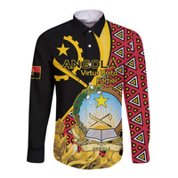 Personalized Angola Long Sleeve Button Shirt Coat Of Arms Welwitschia Mirabilis