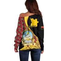 Personalized Angola Off Shoulder Sweater Coat Of Arms Welwitschia Mirabilis