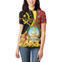 Personalized Angola Women Polo Shirt Coat Of Arms Welwitschia Mirabilis