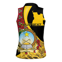 Personalized Angola Women Sleeveless Polo Shirt Coat Of Arms Welwitschia Mirabilis