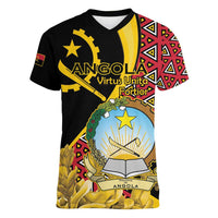 Personalized Angola Women V-Neck T-Shirt Coat Of Arms Welwitschia Mirabilis