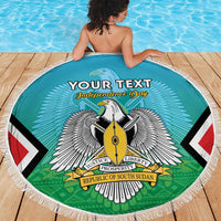 Personalised South Sudan Independence Day Beach Blanket Coat Of Arms With Flag Map - Wonder Print Shop