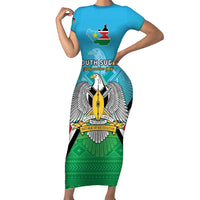 Personalised South Sudan Independence Day Family Matching Short Sleeve Bodycon Dress and Hawaiian Shirt Coat Of Arms With Flag Map - Wonder Print Shop