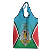 Personalised South Sudan Independence Day Grocery Bag Coat Of Arms With Flag Map