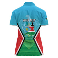Personalised South Sudan Independence Day Women Polo Shirt Coat Of Arms With Flag Map - Wonder Print Shop
