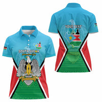 Personalised South Sudan Independence Day Women Polo Shirt Coat Of Arms With Flag Map - Wonder Print Shop