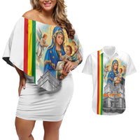 Ethiopian Christmas Couples Matching Off Shoulder Short Dress and Hawaiian Shirt Saint Mary Lalibela Churches - Wonder Print Shop