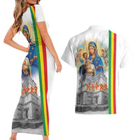 Ethiopian Christmas Couples Matching Short Sleeve Bodycon Dress and Hawaiian Shirt Saint Mary Lalibela Churches - Wonder Print Shop