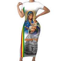 Ethiopian Christmas Short Sleeve Bodycon Dress Saint Mary Lalibela Churches - Wonder Print Shop