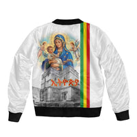 Ethiopian Christmas Sleeve Zip Bomber Jacket Saint Mary Lalibela Churches - Wonder Print Shop