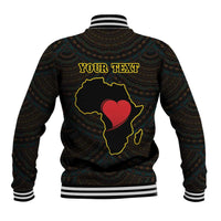 Personalised Happy Black Love Day Baseball Jacket Sankofa Heart With Adinkra Pattern
