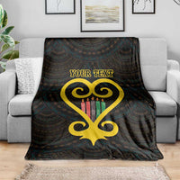 Personalised Happy Black Love Day Blanket Sankofa Heart With Adinkra Pattern