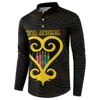 Personalised Happy Black Love Day Button Sweatshirt Sankofa Heart With Adinkra Pattern