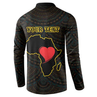Personalised Happy Black Love Day Button Sweatshirt Sankofa Heart With Adinkra Pattern