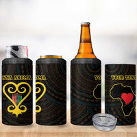 Personalised Happy Black Love Day 4 in 1 Can Cooler Tumbler Sankofa Heart With Adinkra Pattern