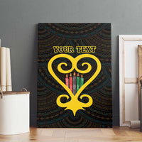 Personalised Happy Black Love Day Canvas Wall Art Sankofa Heart With Adinkra Pattern