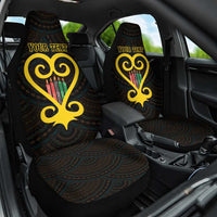 Personalised Happy Black Love Day Car Seat Cover Sankofa Heart With Adinkra Pattern