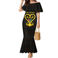 Personalised Happy Black Love Day Family Matching Mermaid Dress and Hawaiian Shirt Sankofa Heart With Adinkra Pattern