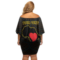 Personalised Happy Black Love Day Family Matching Off Shoulder Short Dress and Hawaiian Shirt Sankofa Heart With Adinkra Pattern