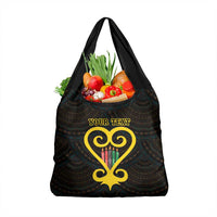 Personalised Happy Black Love Day Grocery Bag Sankofa Heart With Adinkra Pattern