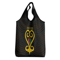 Personalised Happy Black Love Day Grocery Bag Sankofa Heart With Adinkra Pattern