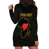 Personalised Happy Black Love Day Hoodie Dress Sankofa Heart With Adinkra Pattern