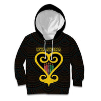 Personalised Happy Black Love Day Kid Hoodie Sankofa Heart With Adinkra Pattern