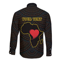 Personalised Happy Black Love Day Long Sleeve Button Shirt Sankofa Heart With Adinkra Pattern