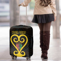 Personalised Happy Black Love Day Luggage Cover Sankofa Heart With Adinkra Pattern