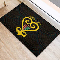 Personalised Happy Black Love Day Rubber Doormat Sankofa Heart With Adinkra Pattern - Wonder Print Shop