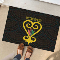 Personalised Happy Black Love Day Rubber Doormat Sankofa Heart With Adinkra Pattern - Wonder Print Shop
