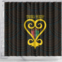 Personalised Happy Black Love Day Shower Curtain Sankofa Heart With Adinkra Pattern - Wonder Print Shop