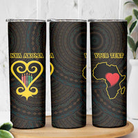 Personalised Happy Black Love Day Skinny Tumbler Sankofa Heart With Adinkra Pattern - Wonder Print Shop