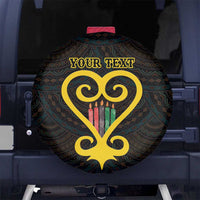 Personalised Happy Black Love Day Spare Tire Cover Sankofa Heart With Adinkra Pattern - Wonder Print Shop