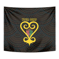 Personalised Happy Black Love Day Tapestry Sankofa Heart With Adinkra Pattern - Wonder Print Shop