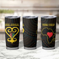 Personalised Happy Black Love Day Tumbler Cup Sankofa Heart With Adinkra Pattern - Wonder Print Shop