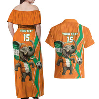 Custom Ivory Coast Football Couples Matching Off Shoulder Maxi Dress and Hawaiian Shirt Go Les Elephants