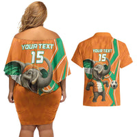 Custom Ivory Coast Football Couples Matching Off Shoulder Short Dress and Hawaiian Shirt Go Les Elephants