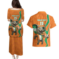 Custom Ivory Coast Football Couples Matching Puletasi and Hawaiian Shirt Go Les Elephants