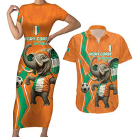 Custom Ivory Coast Football Couples Matching Short Sleeve Bodycon Dress and Hawaiian Shirt Go Les Elephants
